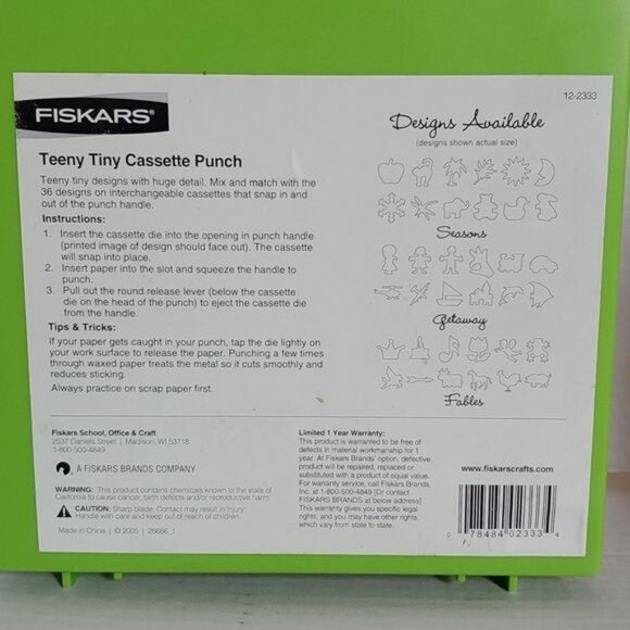 Fiskars Teeny Tiny Cassette PAPER Punch 36 Interchangeable Dies 9 Themes 4 Each - Picture 10 of 14